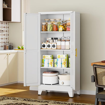 61" White Metal Storage Cabinet - Image 2