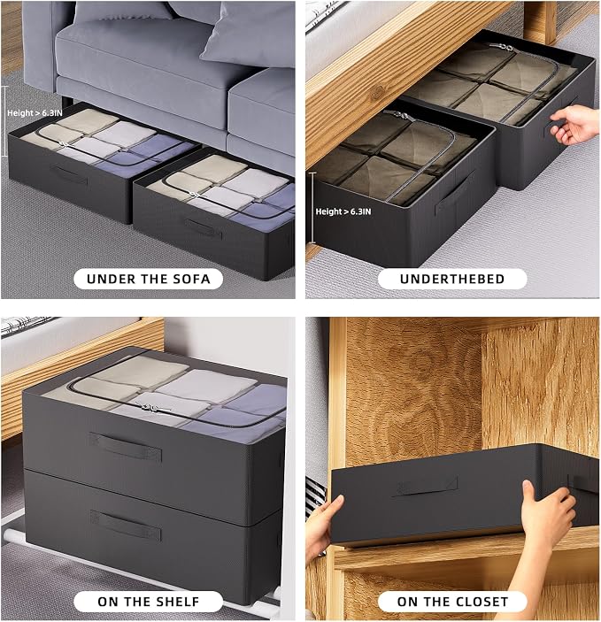 CYhom Under Bed Storage Bins Frame Storage Box Oxford Fabric Sturdy Underbed - Image 5