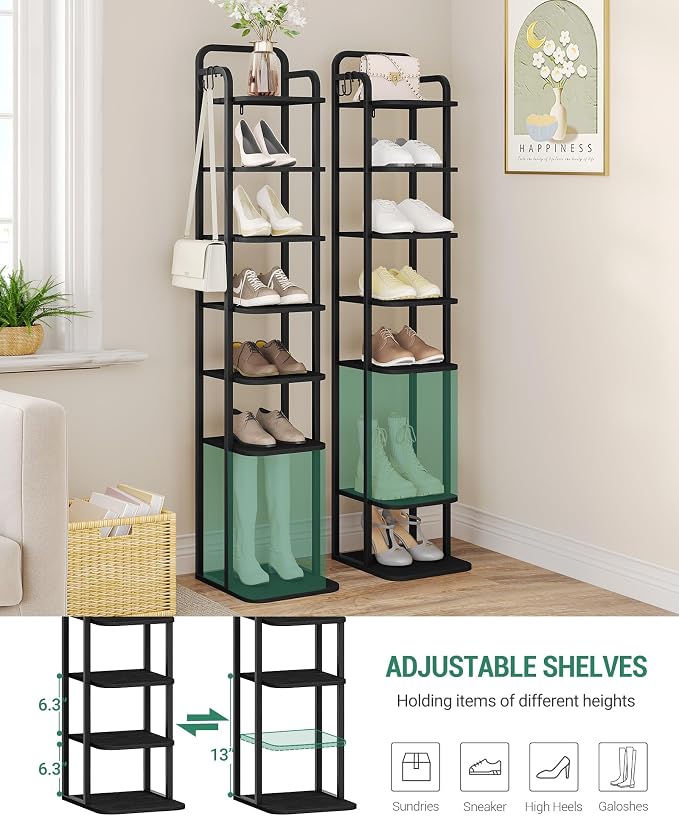 Hzuaneri 8 Tiers Vertical Shoe Rack, Narrow Shoe Tower, Tall Shoes Shelf - Image 4