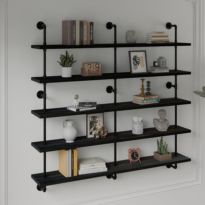 HDDFER Floating Shelves for Wall Bookshelf Industrial Pipe Shelving Shelves 60 - Image 3