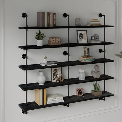 HDDFER Floating Shelves for Wall Bookshelf Industrial Pipe Shelving Shelves 60 - Image 3