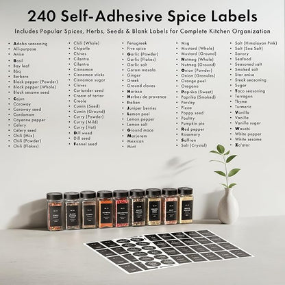 EDELHAUS Glass Spice Jars with Label, Seasoning Set, 36x Black Steel Lids | - Image 7