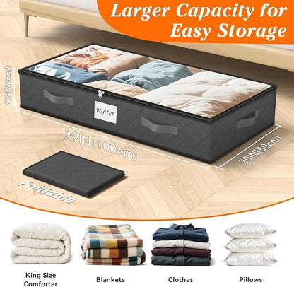 SpaceWhisper 90L Under Bed Storage Containers, Foldable Closet Organizers and - Image 2