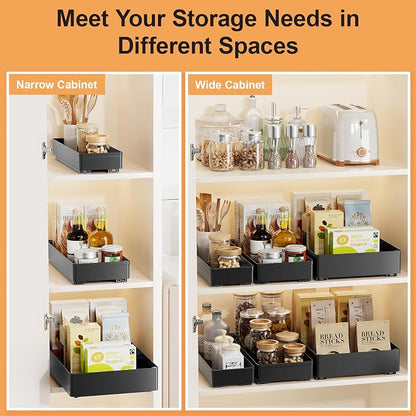 Delamu 3 Pack Pull Out Cabinet Organizer, 15.7" Deep Pull Out Drawers - Image 3