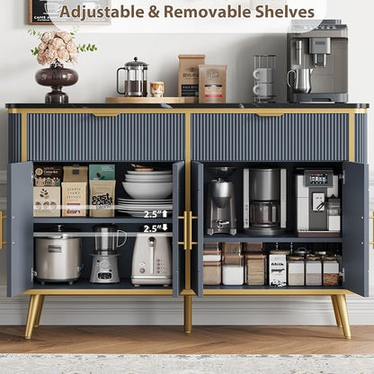 47.2" Buffet Storage Cabinet, Modern Fluted Coffee Bar Station - Image 8