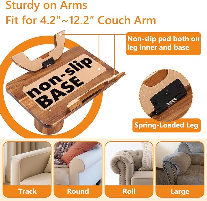 Couch Armrest Table Acacia - Image 4