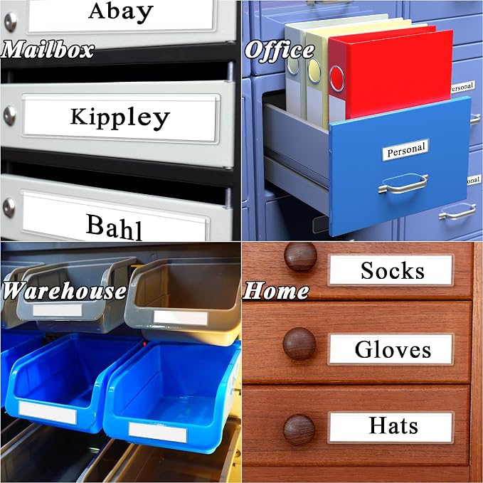 36 Pack 1.2" x 4.3" Self-Adhesive Label Holders Index Card Pockets - Image 7