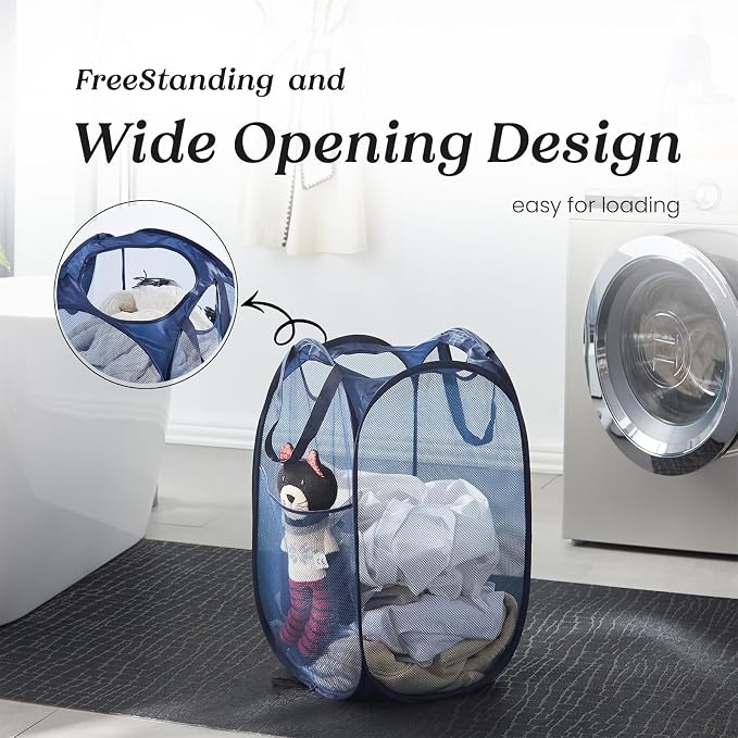 TECHMILLY Collapsible Mesh Pop Up Laundry Hamper - Image 4
