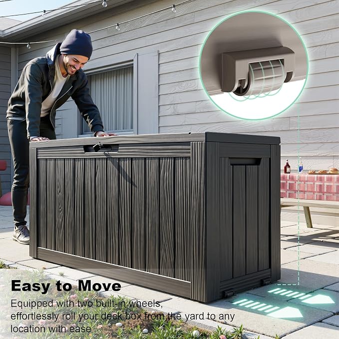 EasyUp 90 Gallon Outdoor Deck Box Waterproof, UV Resistant Resin Outdoor - Image 5