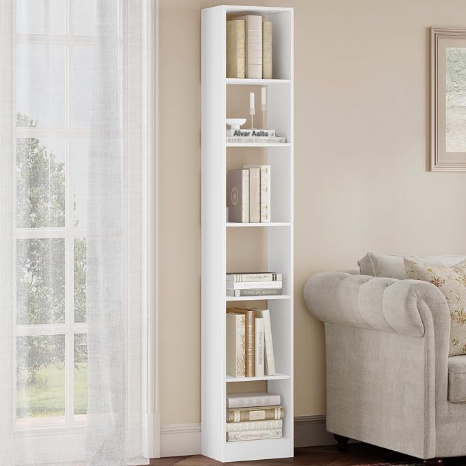 Hzuaneri Bookcase, Tall Narrow Bookshelf, Open Display Storage Shelf | Skinny by Hzuaneri