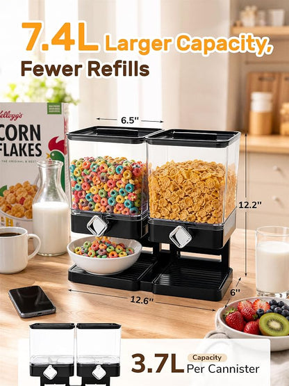 Dual Cereal Dispenser, 7.4L Large Cereal Storage Container - Image 8