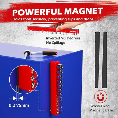 2-Piece 1/4"-Drive Metric Magnetic Socket Organizer Set - Image 4
