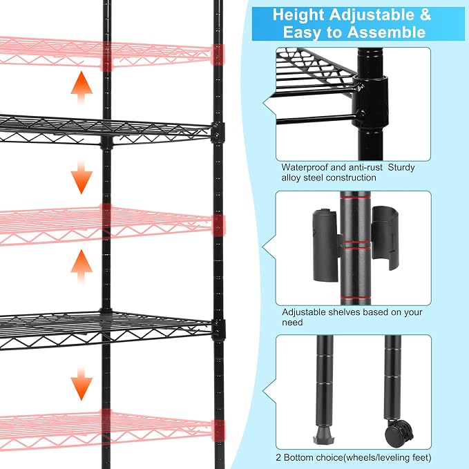 Whitmor 5 Tier Shelving Unit, Adjustable Storage Shelves - Image 4