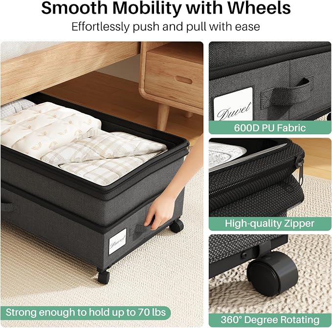 Kitstorack 2Pack Height-adjustable Under Bed Storage - Image 4