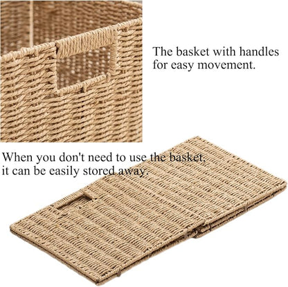 Handwoven Paper Woven Cube Basket Organizer - Image 7