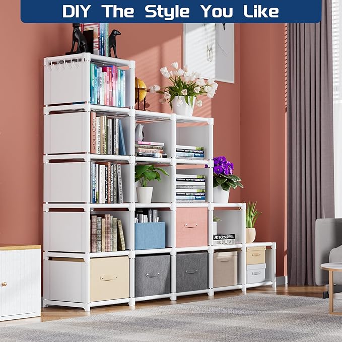 Mavivegue Book Shelf, 18 Cube Storage Organizer, DIY Bookcase, Metal Cube - Image 7