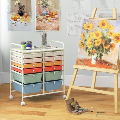 Giantex 12 Drawer Rolling Storage Cart Tools Scrapbook Paper Office School - Image 4
