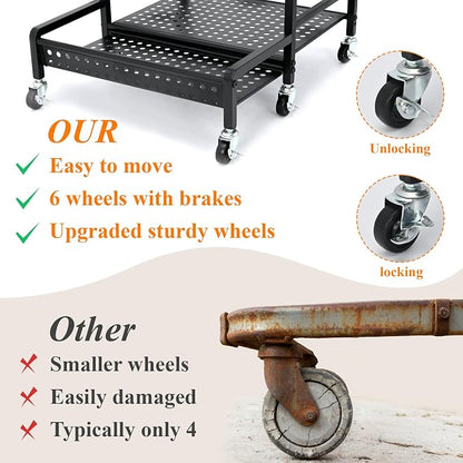 Garden Tool Organizer with Wheels, Heavy-Duty Steel Garage Tool Storage Rack - Image 8