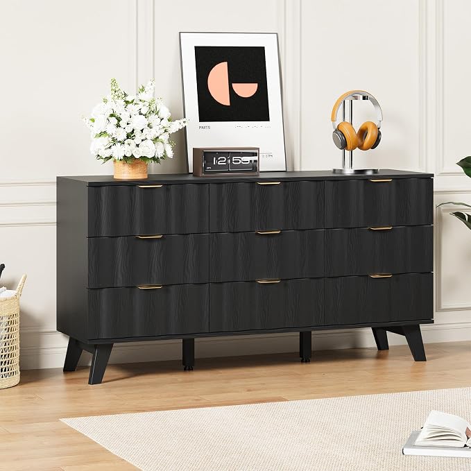 9 Drawer Dresser, Modern Fluted Storage Dresser - Image 4