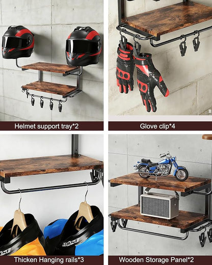 Motorcycle Helmet Holder Wall Mount, 2-Tier Helmet Rack - Image 5