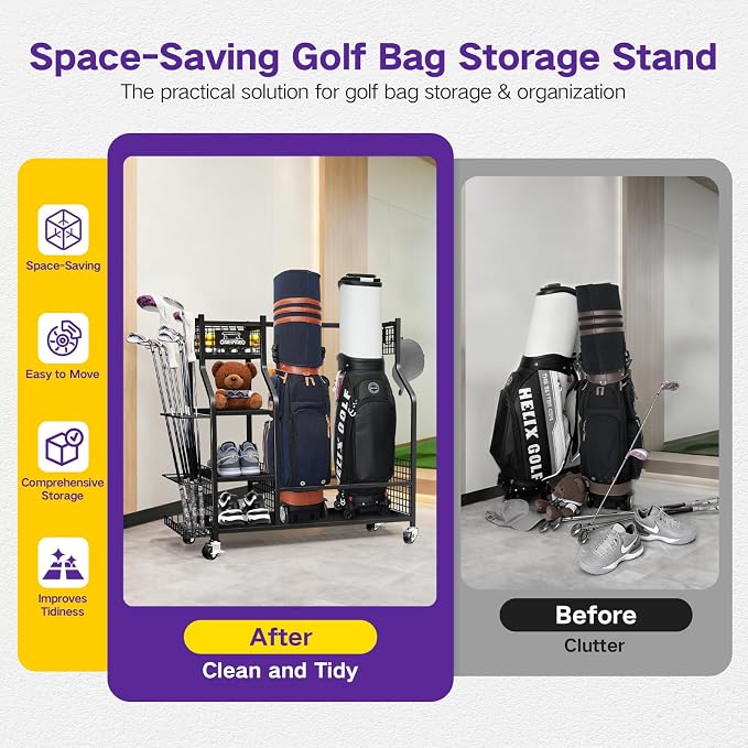 Golf Bag Storage Garage Organizer, Golf Bag Storage Stand and Other Golfing - Image 5