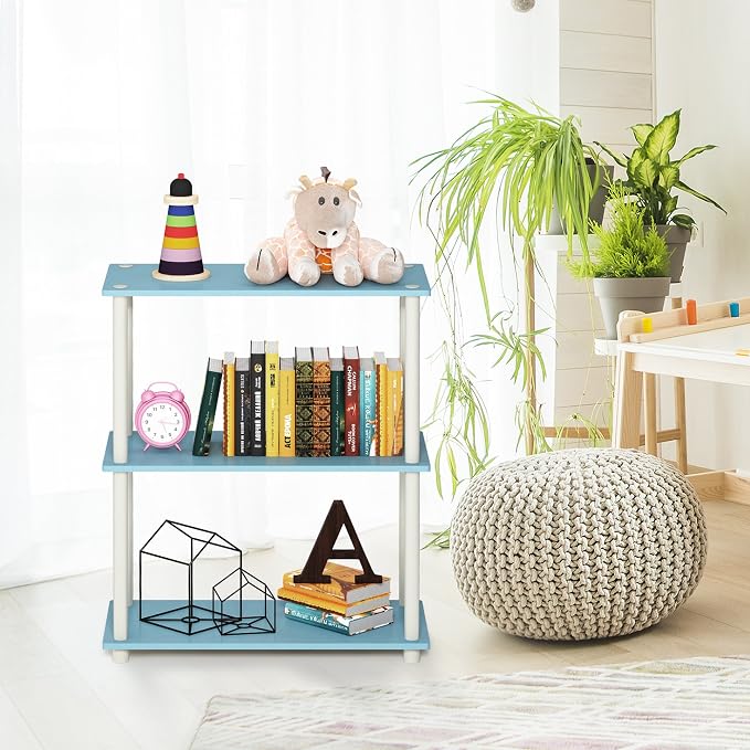Furinno TURN-N-TUBE Storage Shelves, 3-Tier Book Shelf, Corner Shelf, Toolless - Image 2