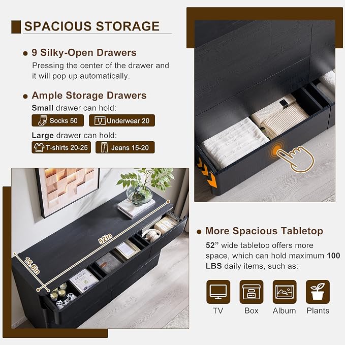 ACCOHOHO Modern 9 Drawer Dresser - Image 4
