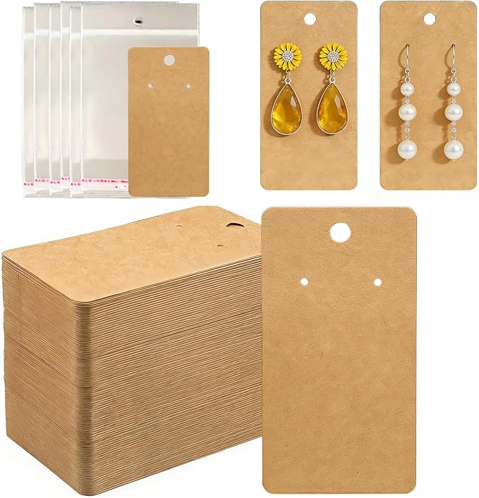 300pcs Kraft Paper Earring Card Holder Paper Tags by KIUKIUO