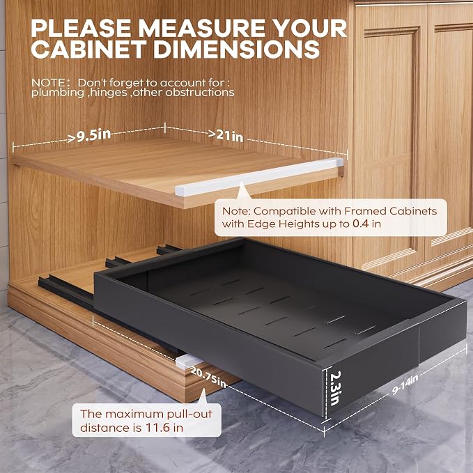Seinloes 4 Pack Expandable Pull Out Cabinet Organizer 21" Deep - Image 3