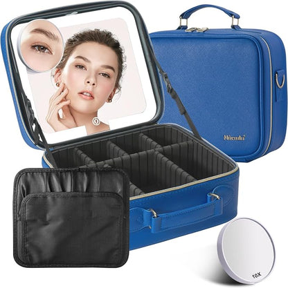 Mocado Travel Makeup Bag with LED Lighted Mirror, Travel Makeup Organizer by Mocado