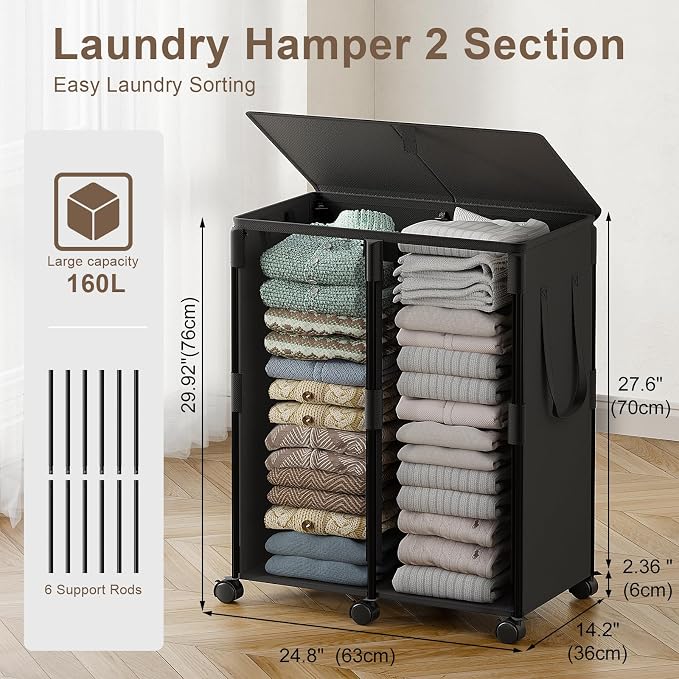 160L Double Laundry Hamper - Image 3