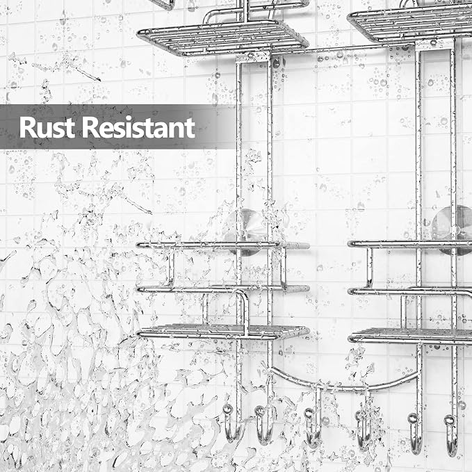 SRIWATANA Shower Caddy Organizer Hanging Over Head, Bathroom Shower Rack Hanger - Image 3