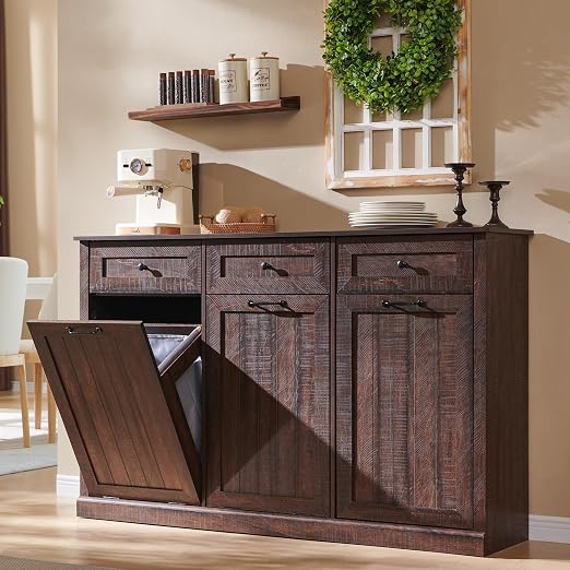 Triple Tilt Out Trash Can Cabinet, 20 Gallon Farmhouse Laundry Hamper Cabinet by IFGETEnrichYourLivingSpace