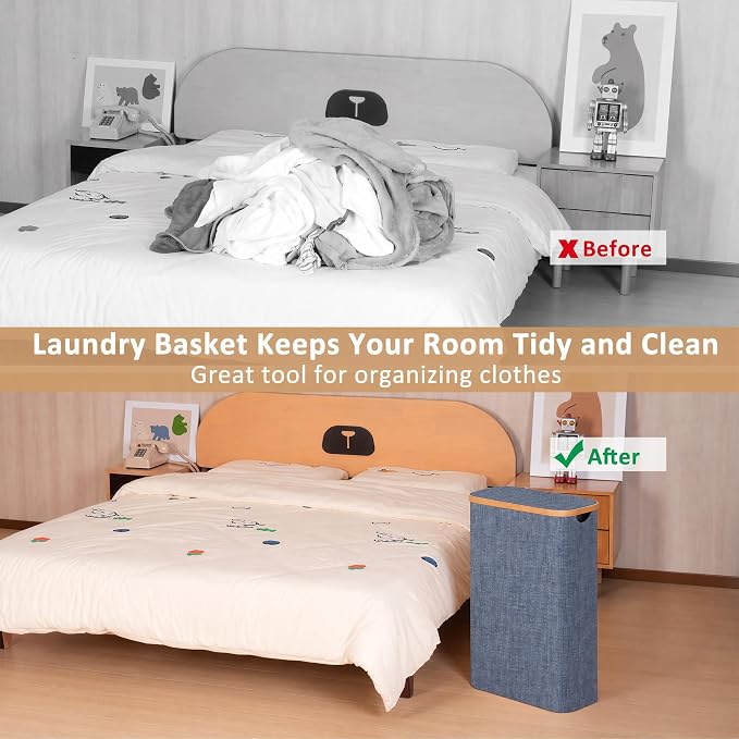 iEGrow 65L Slim Laundry Hamper, Narrow Laundry Basket - Image 3