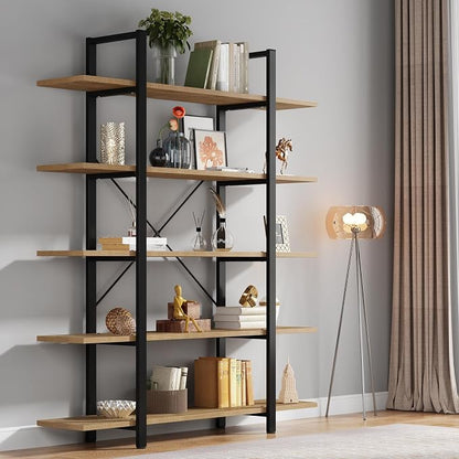 Tribesigns 5-Tier Bookshelf, Vintage Industrial Style Bookcase 72 H x 12 W x - Image 4