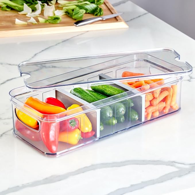 iDesign Recycled Plastic Crisp Large Divided Fruit and Vegetable Storage - Image 7