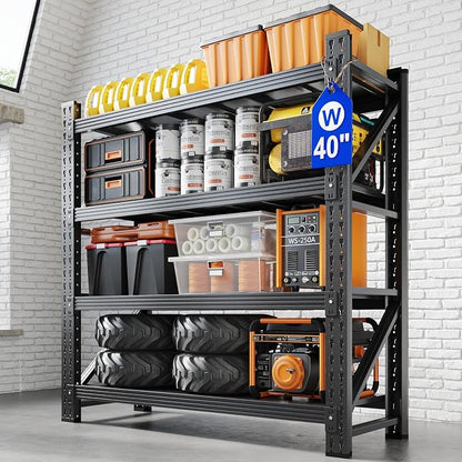 Yizosh 40" W Metal Garage Storage Shelves, Heavy Duty Adjustable Steel by Yizosh