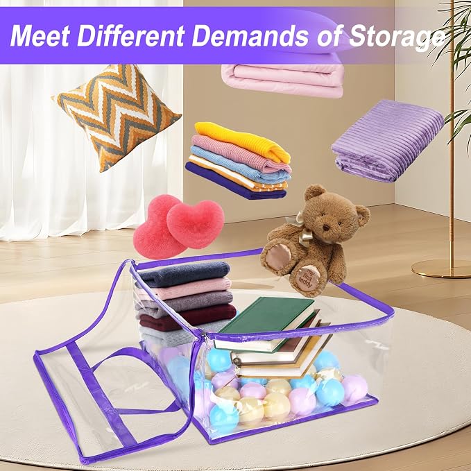 4 Pack Clear Zippered Storage Bags - Image 4