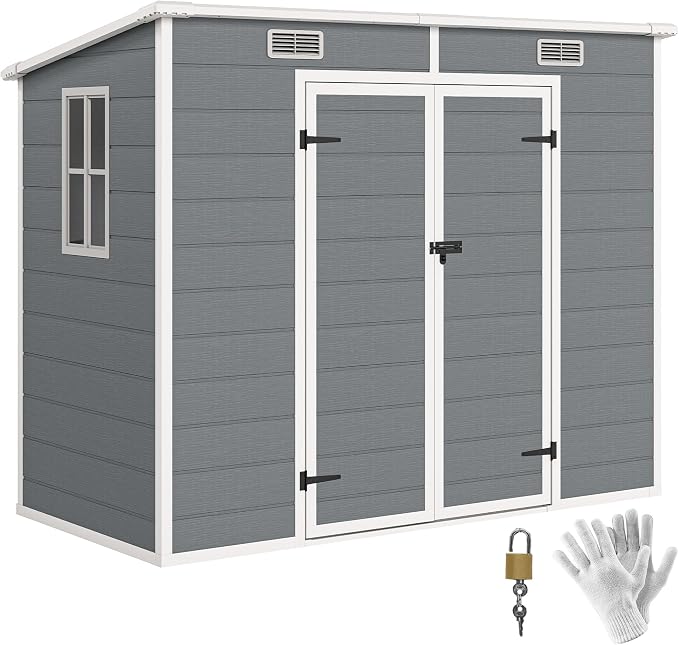 Outsunny 8' x 4' Outdoor Storage Shed, Waterproof Resin Plastic Shed by Outsunny
