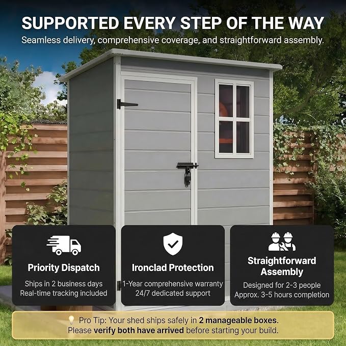 Gizoon 5x3 FT Resin Outdoor Storage Shed, Weather-Resistant Plastic Garden Tool - Image 7