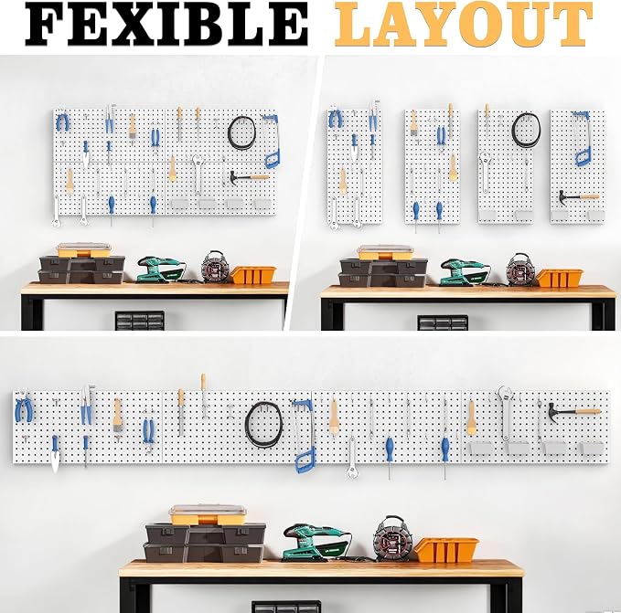 Pegboard Smith 48PCS Metal Pegboard Kit – 12"x24" Tool Storage Wall Organizer - Image 6