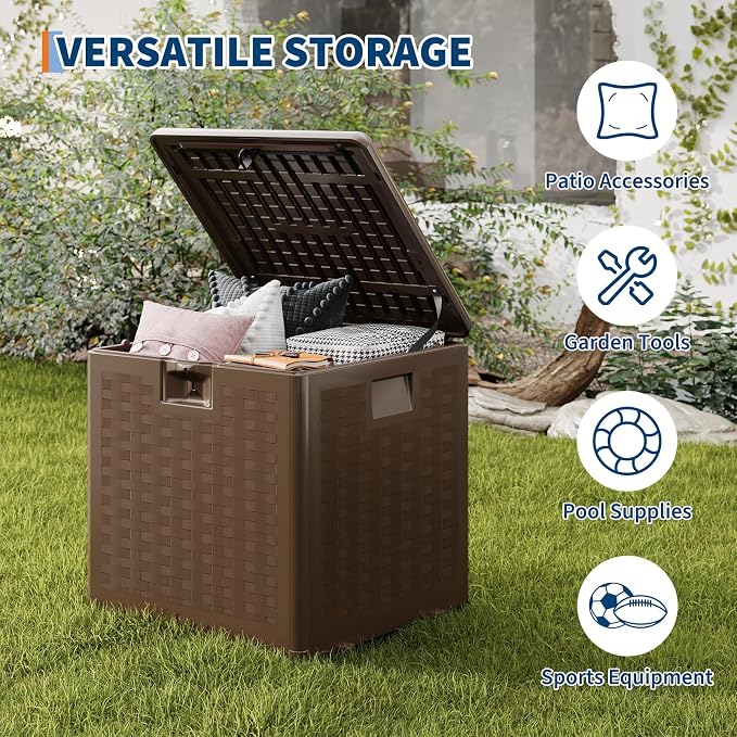 IDEALHOUSE 28 Gallon Resin Deck Box, Waterproof Outdoor Storage Box - Image 3