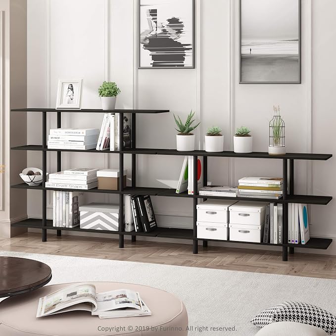 Furinno Turn-N-Tube 4-Tier Wide Display Shelf, Espresso/Black - Image 2