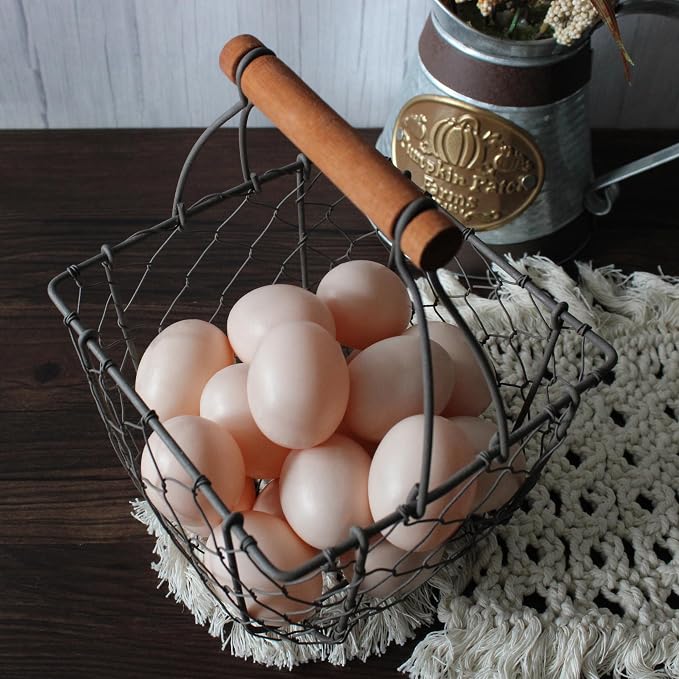 CVHOMEDECO. Square Chicken Wire Egg Basket Fruit Basket - Image 2