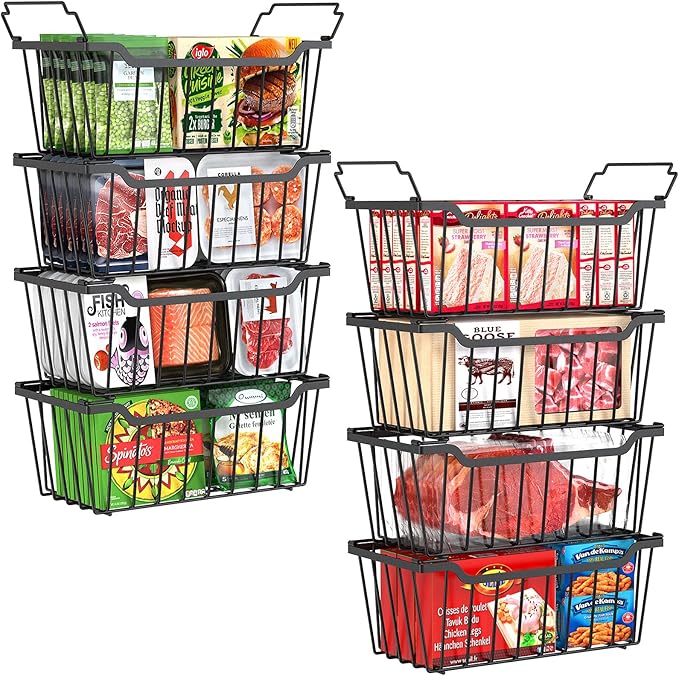 SUNALLY Freezer Organizer Bins, 8 Pack Stackable Chest Freezer Organizer by SUNALLY