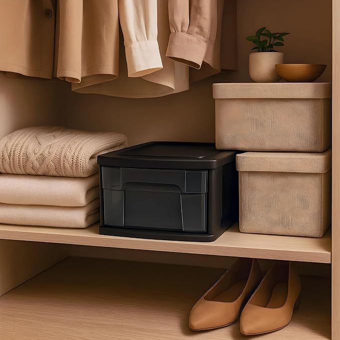 HOMZ 1 Drawer Storage Cart, Medium Plastic Container, 2 Pack | 14.25" Wide - Image 2