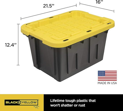 CX BLACK & YELLOW, 12-Gallon Heavy Duty Tough Storage Container & Snap-Tight Lid - Image 2