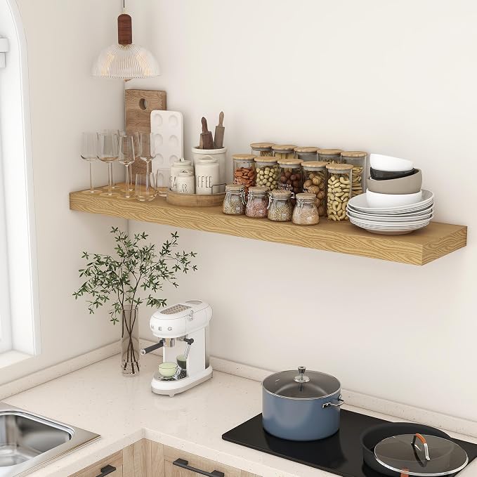 FLYJOE Deep Floating Shelves, 55 Inch Oak Shelves Set of 1 | 12 Inch Deep - Image 8