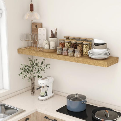 FLYJOE Deep Floating Shelves, 55 Inch Oak Shelves Set of 1 | 12 Inch Deep - Image 8
