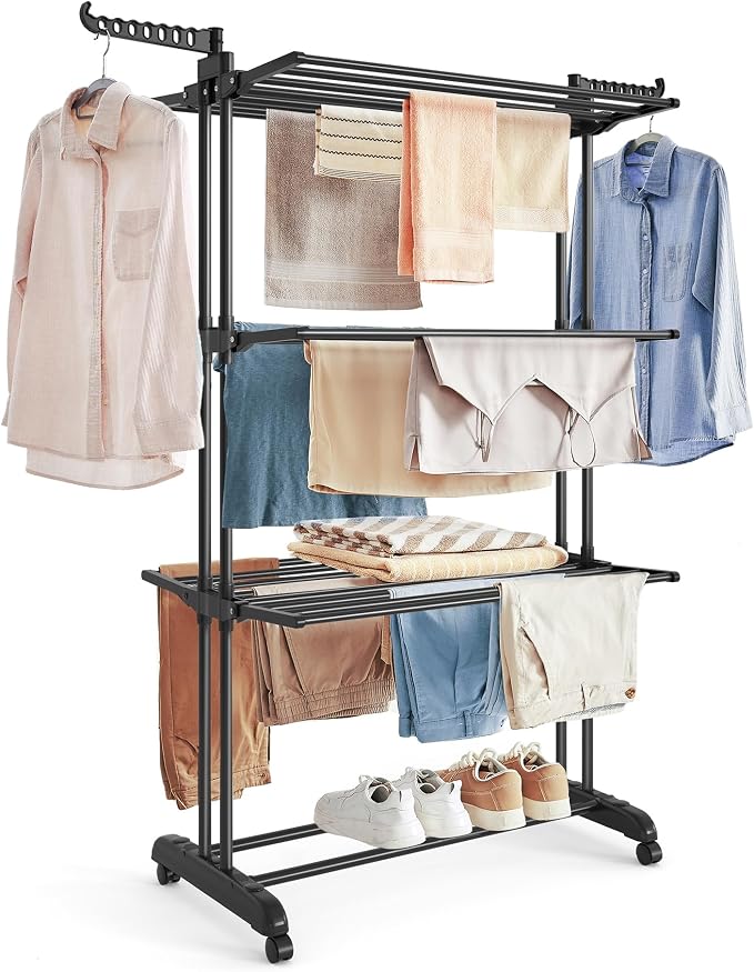 SONGMICS Clothes Drying Rack Stand 4-Tier, Foldable Laundry Drying Rack by SONGMICSbySONGMICSHOME